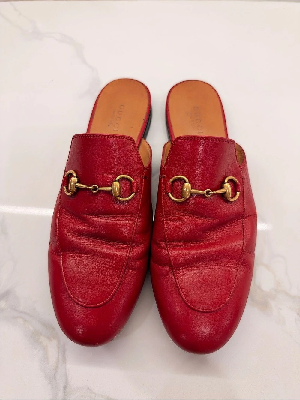 Gucci Jordaan Leather Mule Red US 7.5